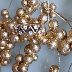 1950's 14K Solid Yellow White Gold Diamond Chevron Band Ring Ladies Size 6 1/2